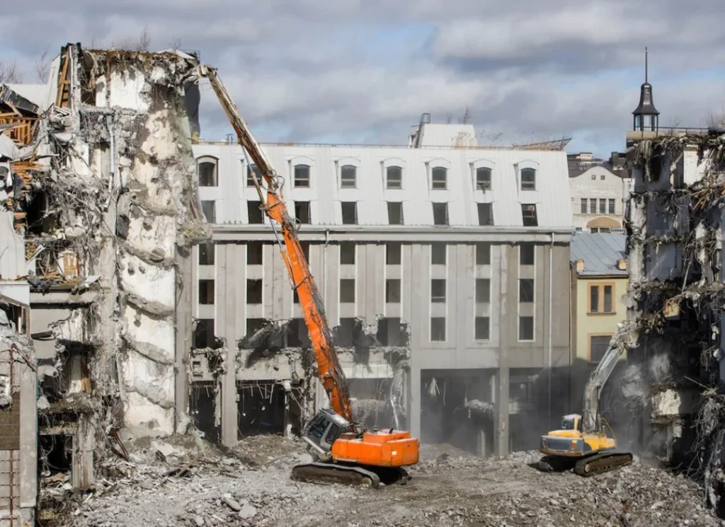 Demolition work in process
