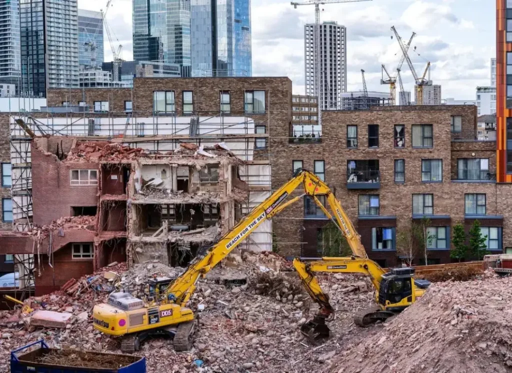 Construction site tearing down
